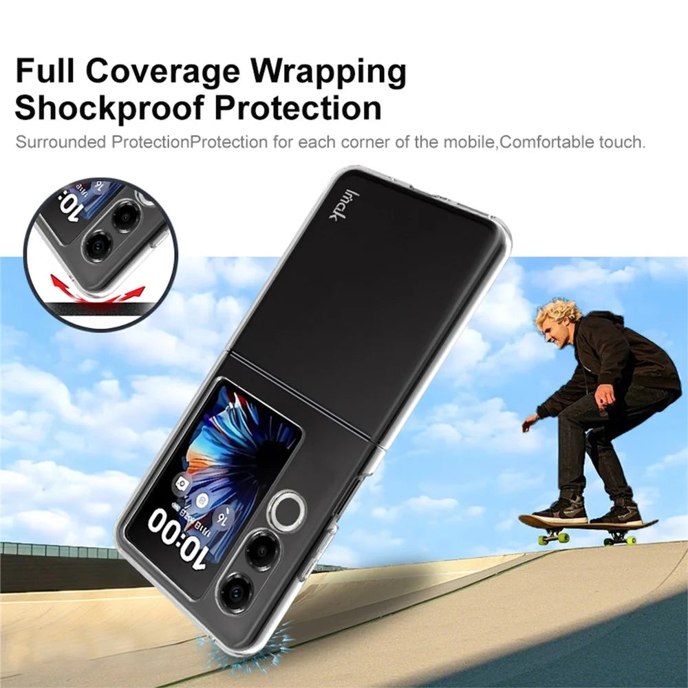 IMAK Crystal Case II Pro for ZTE nubia Flip2 5G Case Clear PC Phone Cover (Upper Cover+Lower Cover) - 6