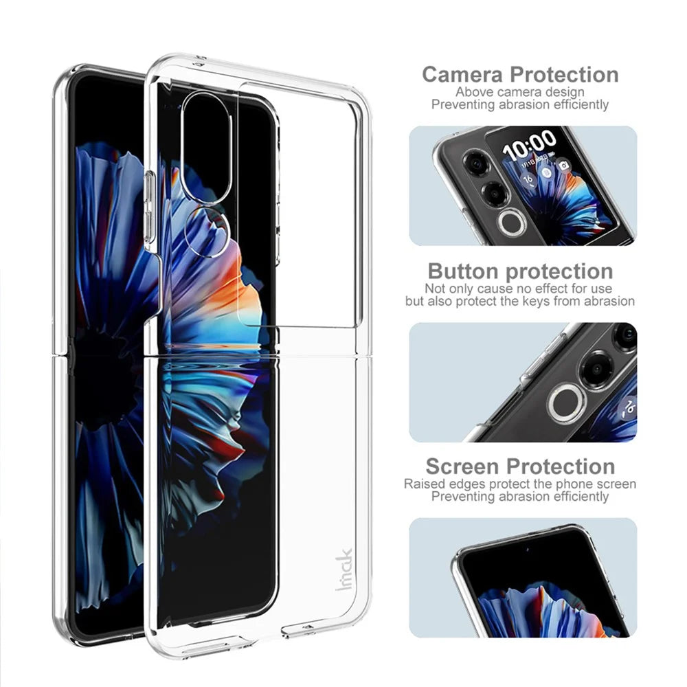 IMAK Crystal Case II Pro for ZTE nubia Flip2 5G Case Clear PC Phone Cover (Upper Cover+Lower Cover) - 7
