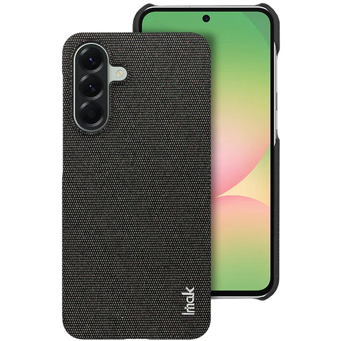 IMAK Ruiyi Series for Samsung Galaxy A56 5G Case Fabric Texture Leather+PC Phone Back Cover - Black - 1