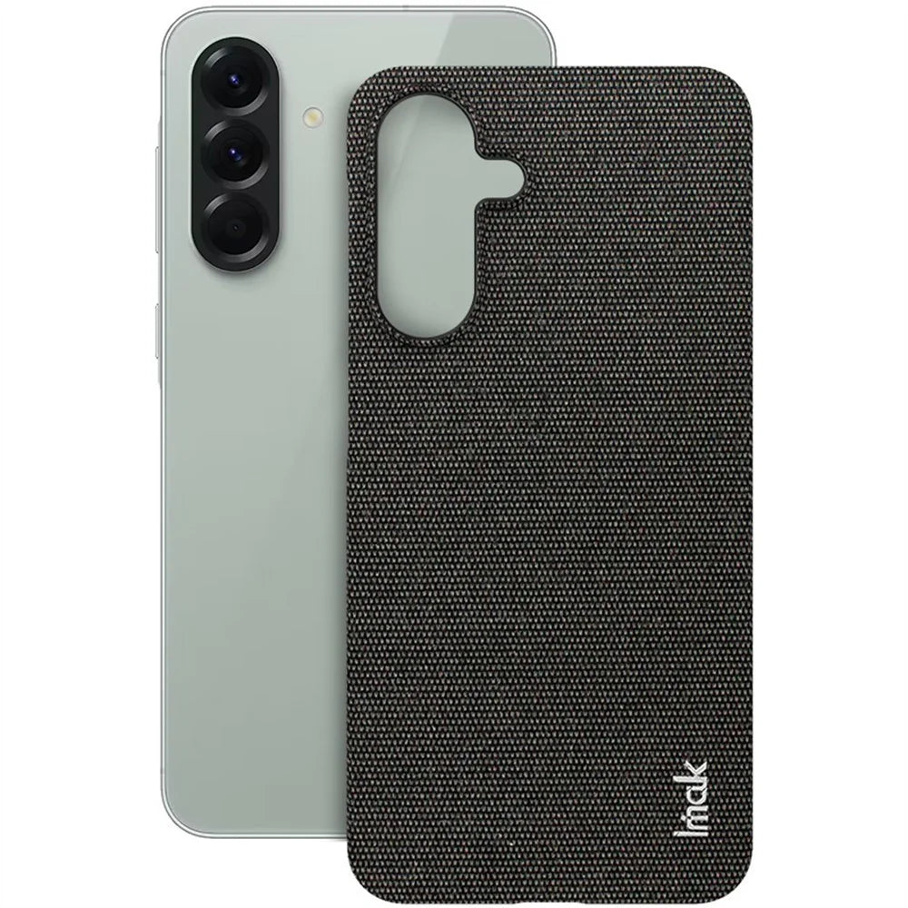 IMAK Ruiyi Series for Samsung Galaxy A56 5G Case Fabric Texture Leather+PC Phone Back Cover - Black - 3