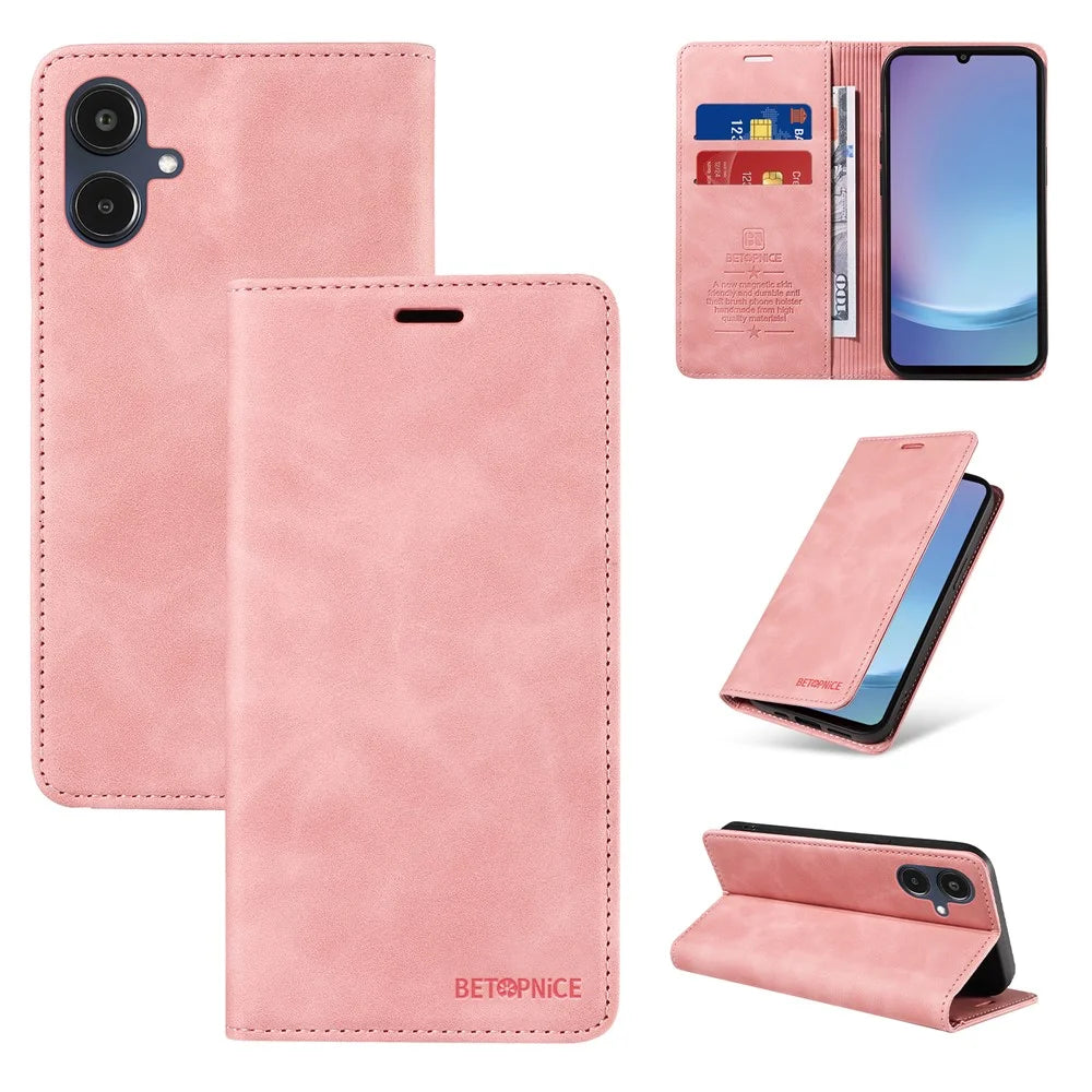 BETOPNICE For Samsung Galaxy A25e Case  Magnetic Closure RFID Blocking Wallet Stand Leather Phone Cover - Pink - 3