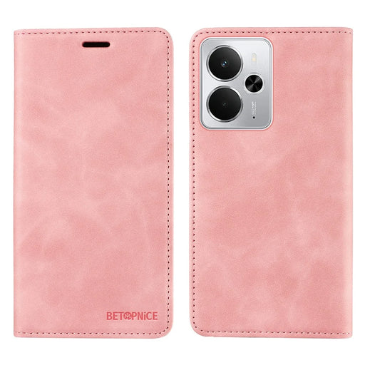 BETOPNICE For Realme 14 5G Case  Magnetic Closure RFID Blocking Wallet Stand Leather Phone Cover - Pink - 1