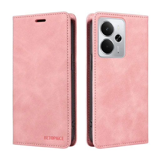 BETOPNICE For Realme 14 5G Case  Magnetic Closure RFID Blocking Wallet Stand Leather Phone Cover - Pink - 2