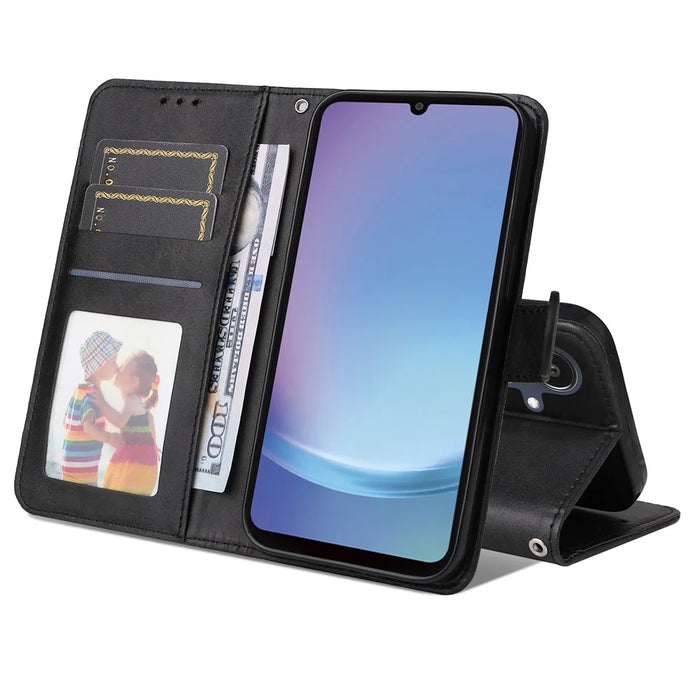 For Samsung Galaxy A25e Case Wallet PU Leather Folio Flip Phone Cover - Black - 2