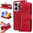 For Realme 14 5G PU Leather Cases with Zipper Pocket Wallet Phone Cover Stand - Red - 2