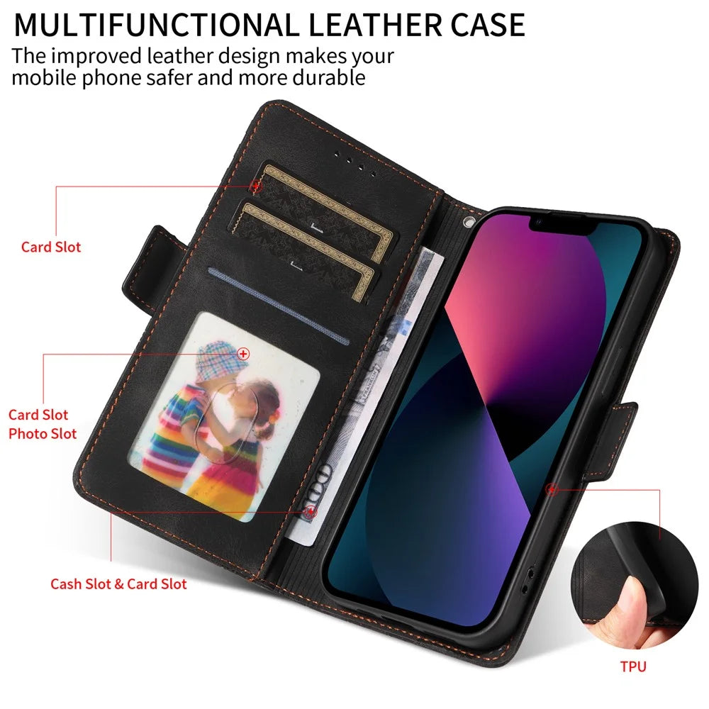 For Realme 14 5G Leather Cases Wallet Rhombus Imprinted Phone Cover Stand with Strap - Black - 7