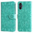 For Samsung Galaxy A25e Case Sunflower Imprint Leather Wallet Phone Cover - Green - 1
