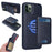 BETOPNICE For iPhone 11 Pro Max Magnetic Case  RFID Blocking Leather Phone Back Cover with Detachable Card Bag - Blue - 1