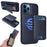 BETOPNICE For iPhone 12 Pro Max 6.7 inch Magnetic Case  RFID Blocking Leather Phone Back Cover with Detachable Card Bag - Blue - 1