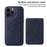 BETOPNICE For iPhone 14 Pro Max Magnetic Case  RFID Blocking Leather Phone Back Cover with Detachable Card Bag - Blue - 2