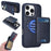 BETOPNICE For iPhone 16 Pro Magnetic Case  RFID Blocking Leather Phone Back Cover with Detachable Card Bag - Blue - 1