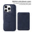 BETOPNICE For iPhone 16 Pro Magnetic Case  RFID Blocking Leather Phone Back Cover with Detachable Card Bag - Blue - 2