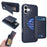 BETOPNICE For iPhone 16 Plus Magnetic Case  RFID Blocking Leather Phone Back Cover with Detachable Card Bag - Blue - 1