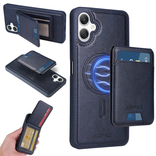 BETOPNICE For Samsung Galaxy A06 4G Magnetic Case  RFID Blocking Leather Phone Back Cover with Detachable Card Bag - Blue - 1