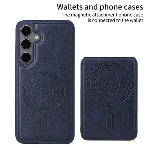 BETOPNICE For Samsung Galaxy S24+ Magnetic Case  RFID Blocking Leather Phone Back Cover with Detachable Card Bag - Blue - 2