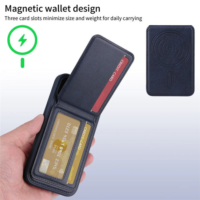 BETOPNICE For Samsung Galaxy S24+ Magnetic Case  RFID Blocking Leather Phone Back Cover with Detachable Card Bag - Blue - 3