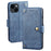 IDEWEI For iPhone 14 Anti-Scratch Phone Case Fine Texture PU Leather Wallet Stand Phone Cover - Blue - 1