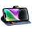 IDEWEI For iPhone 14 Anti-Scratch Phone Case Fine Texture PU Leather Wallet Stand Phone Cover - Blue - 3