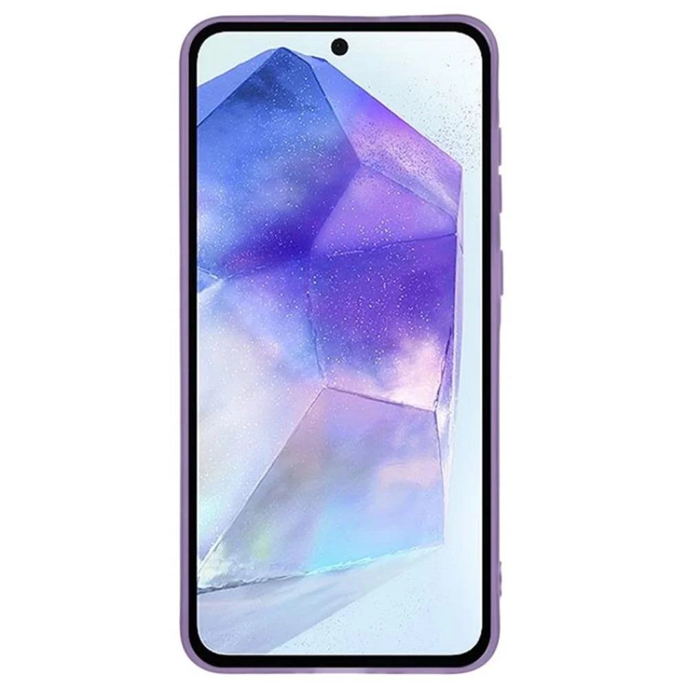 WANLONFENG For Samsung Galaxy A36 5G TPU Case  DKSM Series Electroplated Frame Back Cover with Tempered Glass - Purple - 3