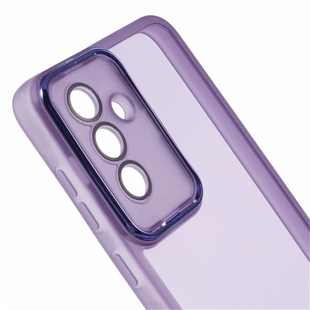 WANLONFENG For Samsung Galaxy A36 5G TPU Case  DKSM Series Electroplated Frame Back Cover with Tempered Glass - Purple - 6