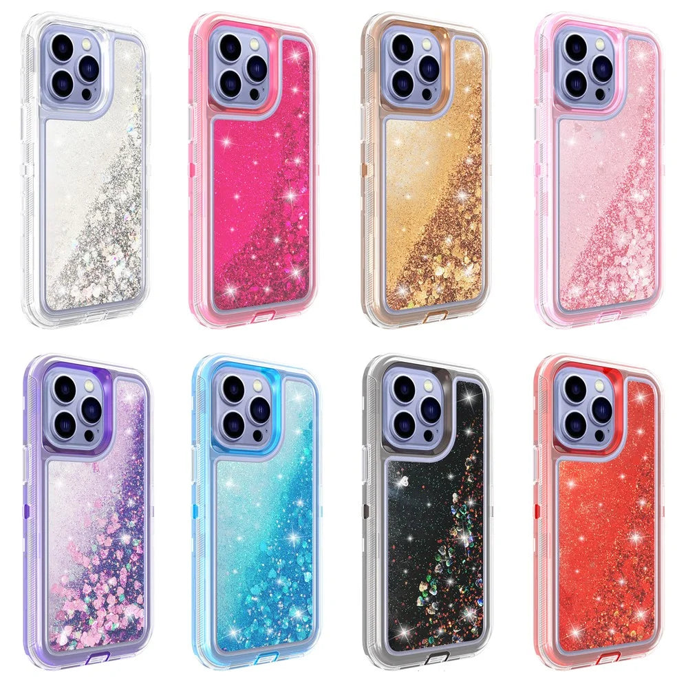 For iPhone 15 Pro Max Case Shockproof Detachable 2 In 1 TPU + PC Quicksand Phone Cover - Red - 4