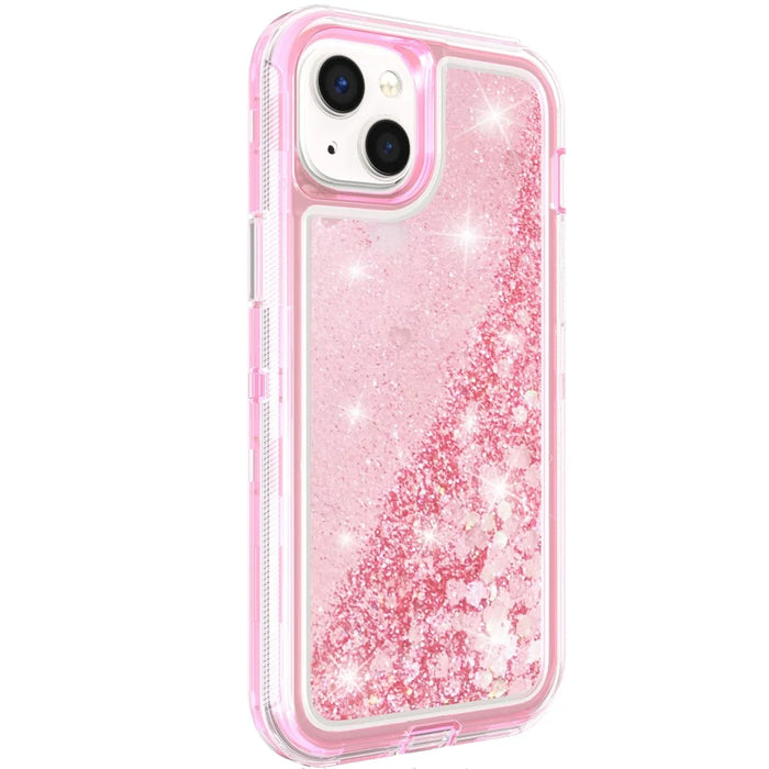 For iPhone 15 Plus Case Shockproof Detachable 2 In 1 TPU + PC Quicksand Phone Cover - Pink - 2