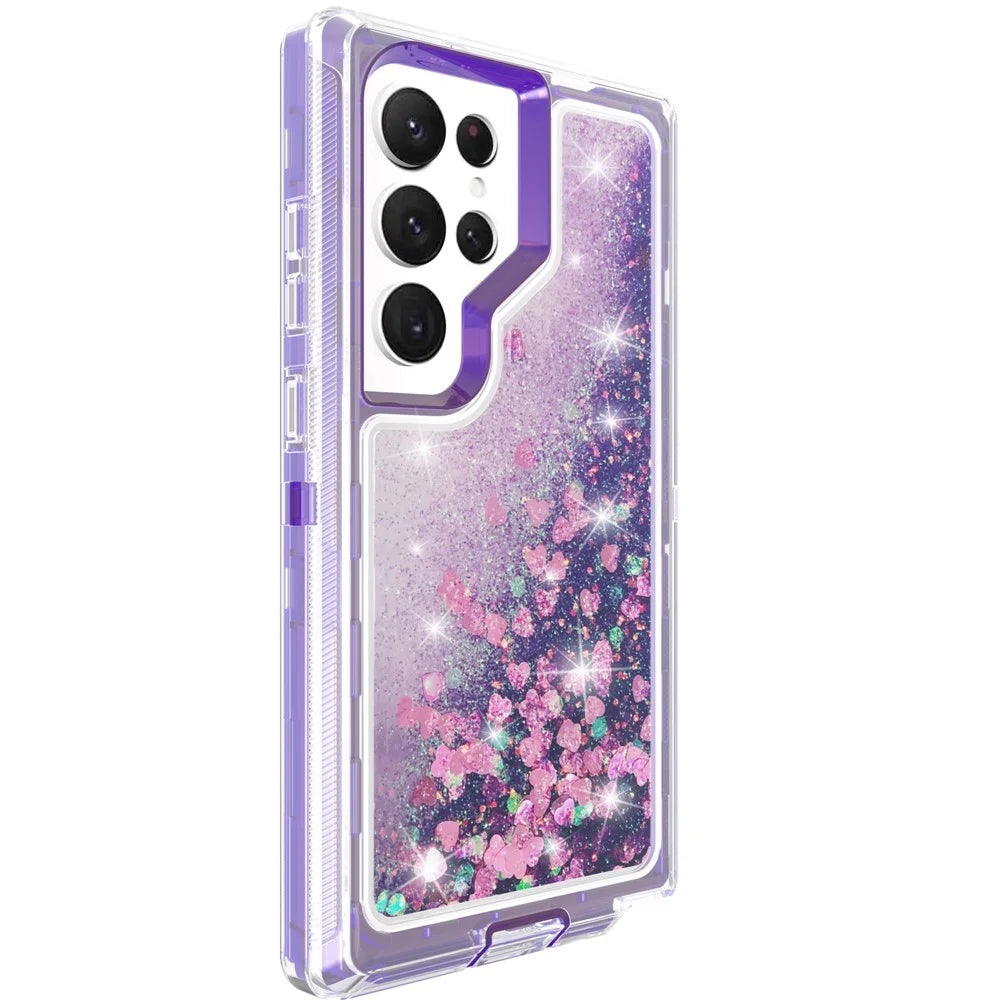 For Samsung Galaxy S23 Ultra Case Shockproof Detachable 2 In 1 TPU + PC Quicksand Phone Cover - Purple - 2