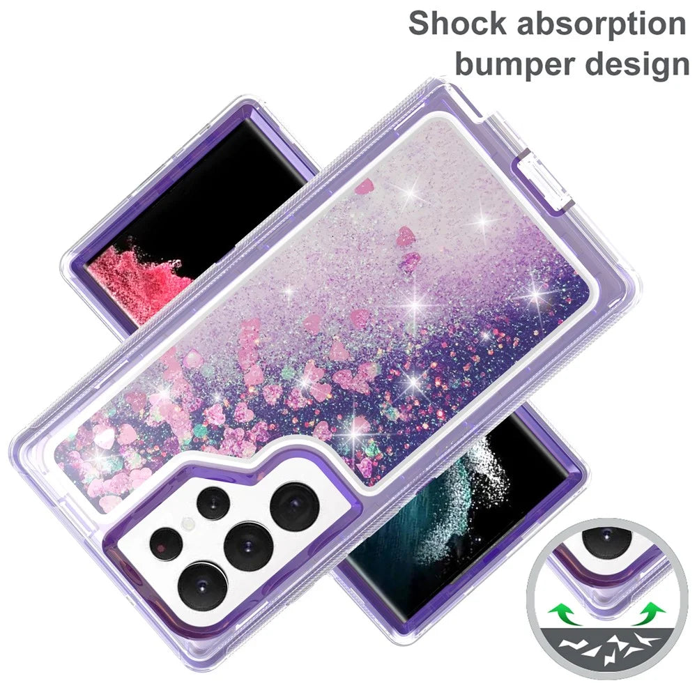 For Samsung Galaxy S23 Ultra Case Shockproof Detachable 2 In 1 TPU + PC Quicksand Phone Cover - Purple - 3