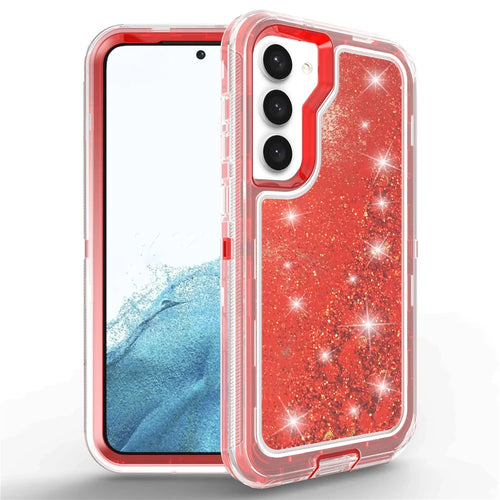 For Samsung Galaxy S23 Case Shockproof Detachable 2 In 1 TPU + PC Quicksand Phone Cover - Red - 1