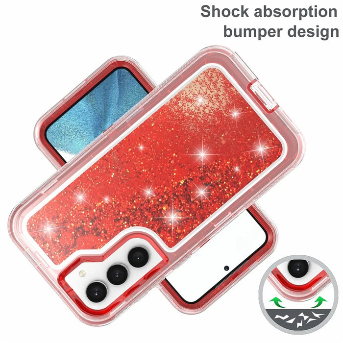 For Samsung Galaxy S23 Case Shockproof Detachable 2 In 1 TPU + PC Quicksand Phone Cover - Red - 2