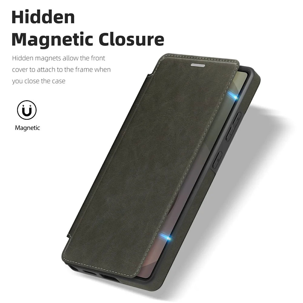 For Samsung Galaxy S25 Ultra Leather Magnetic Case RFID Blocking Card Holder Phone Cover - Titanium Grey - 4