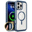 For iPhone 16 Pro Magnetic Case Translucent Detachable 2 in 1 TPU + PC Shockproof Phone Cover - Dark Blue - 1