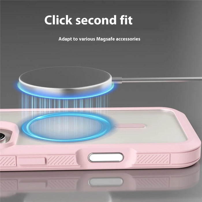For iPhone 16 Plus Magnetic Case Translucent Detachable 2 in 1 TPU + PC Shockproof Phone Cover - Pink - 2