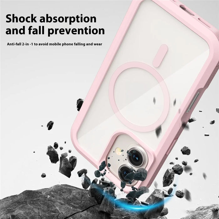 For iPhone 16 Plus Magnetic Case Translucent Detachable 2 in 1 TPU + PC Shockproof Phone Cover - Pink - 3