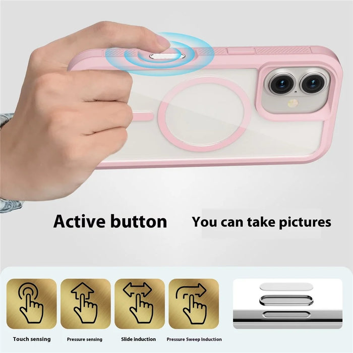 For iPhone 16 Plus Magnetic Case Translucent Detachable 2 in 1 TPU + PC Shockproof Phone Cover - Pink - 4