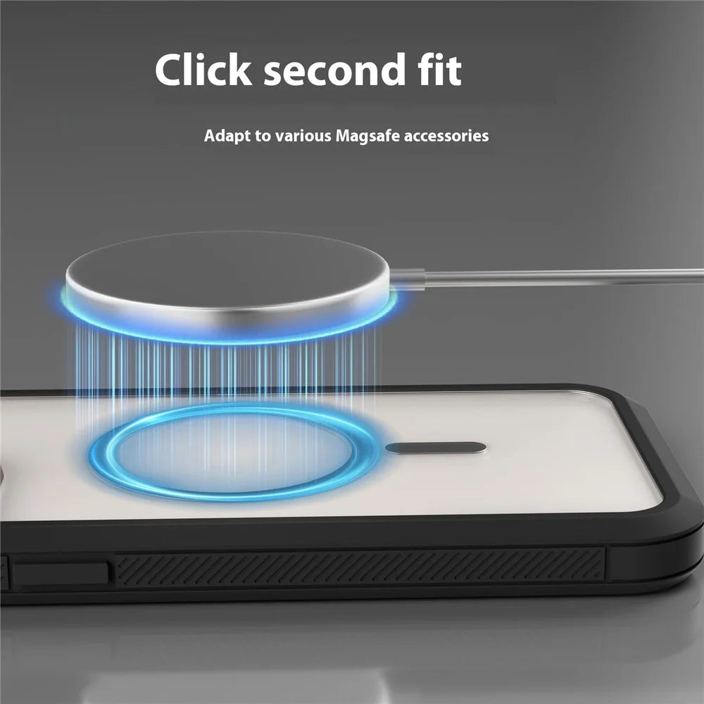 For iPhone 15 Magnetic Case Translucent Detachable 2 in 1 TPU + PC Shockproof Phone Cover - Black - 2