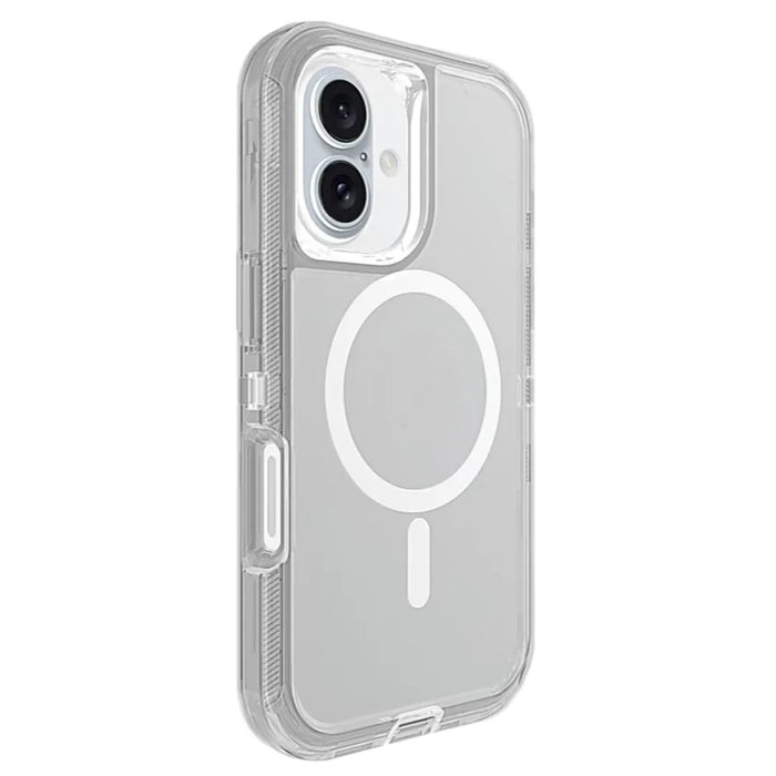 For iPhone 16 Plus Case Compatible with MagSafe Shockproof TPU + PC Phone Back Cover - Transparent Grey - 2