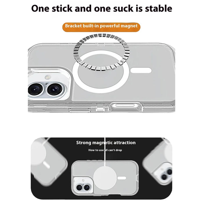 For iPhone 16 Plus Case Compatible with MagSafe Shockproof TPU + PC Phone Back Cover - Transparent Grey - 4