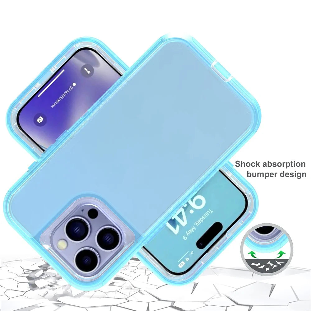 For iPhone 15 Pro Case 3 in 1 Detachable Shockproof TPU + PC Phone Back Cover - Transparent Blue - 3