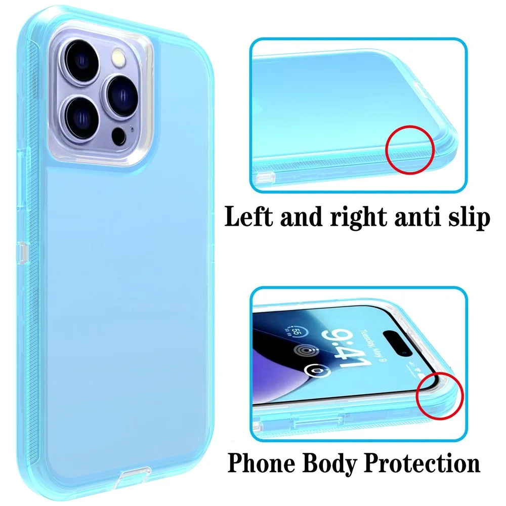 For iPhone 15 Pro Case 3 in 1 Detachable Shockproof TPU + PC Phone Back Cover - Transparent Blue - 4