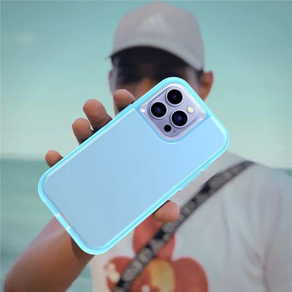 For iPhone 15 Pro Case 3 in 1 Detachable Shockproof TPU + PC Phone Back Cover - Transparent Blue - 5