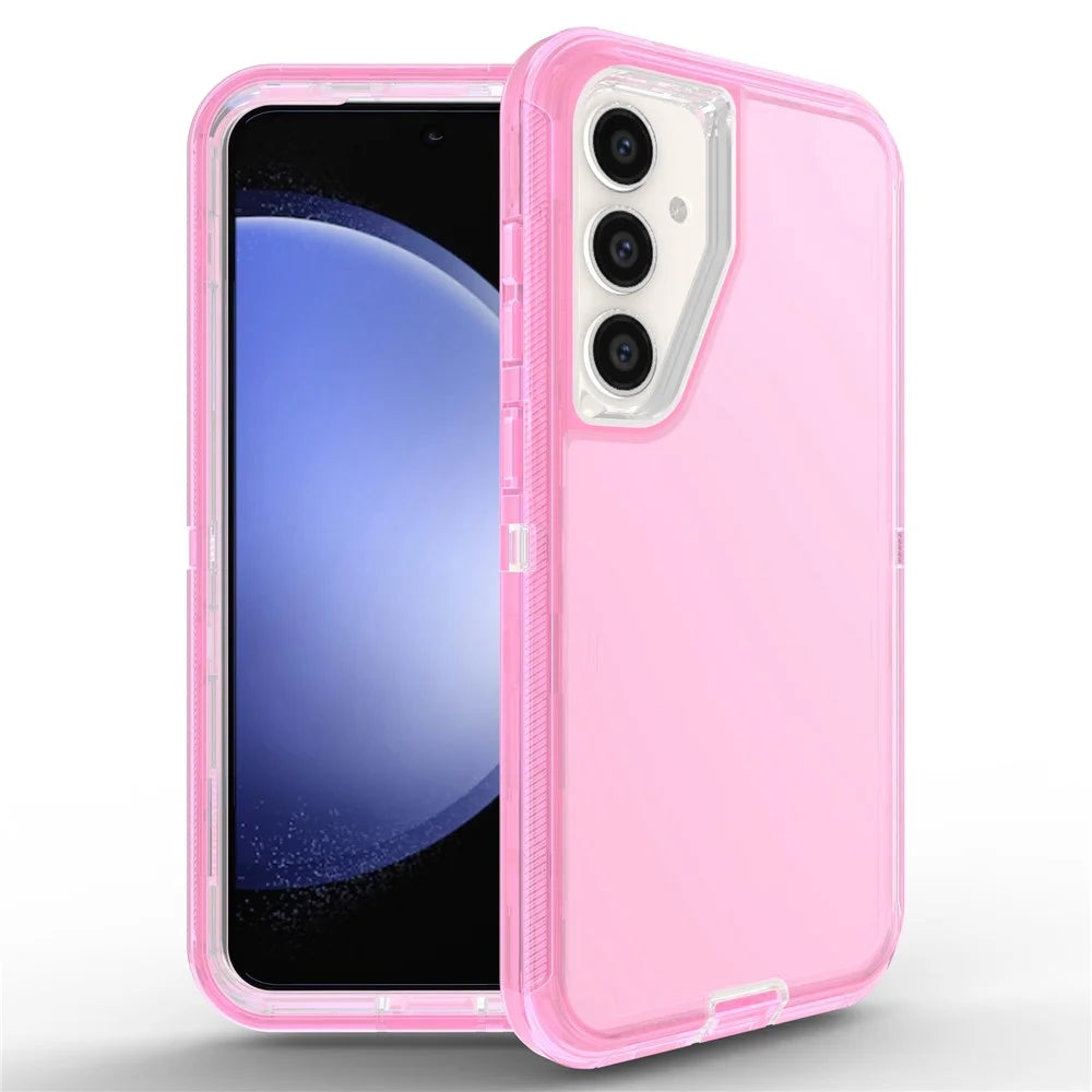 For Samsung Galaxy S25+ Case 3 in 1 Detachable Shockproof TPU + PC Phone Back Cover - Transparent Red - 1
