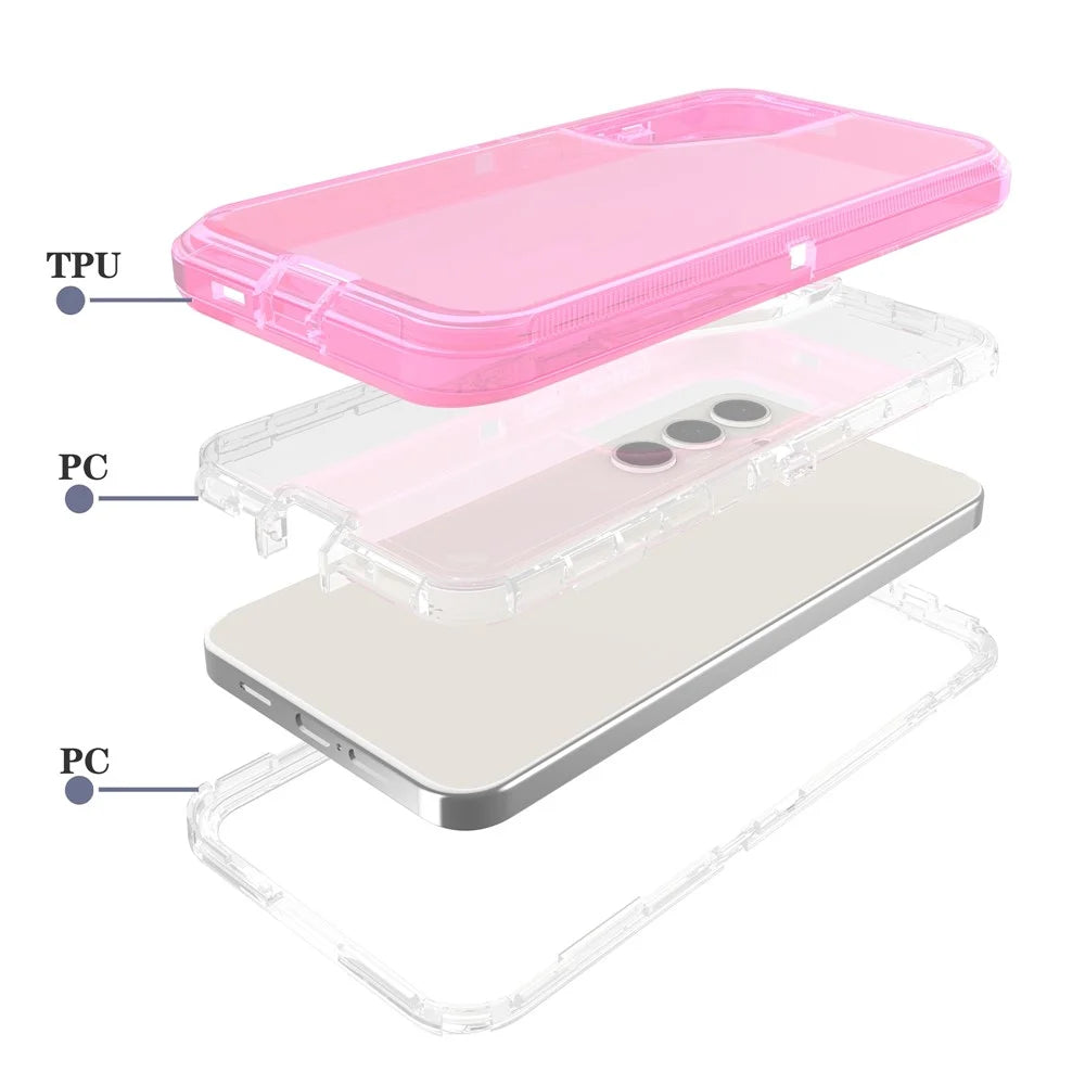 For Samsung Galaxy S25+ Case 3 in 1 Detachable Shockproof TPU + PC Phone Back Cover - Transparent Red - 2