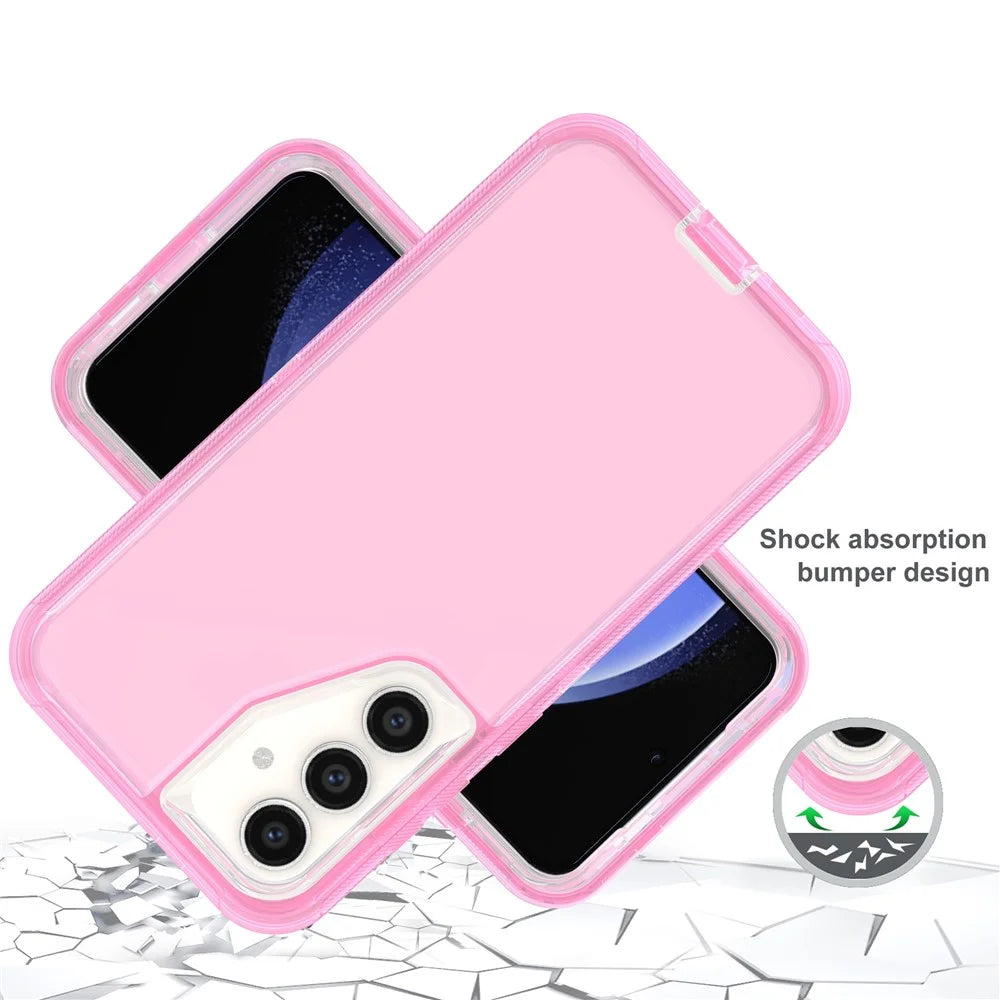 For Samsung Galaxy S25+ Case 3 in 1 Detachable Shockproof TPU + PC Phone Back Cover - Transparent Red - 3