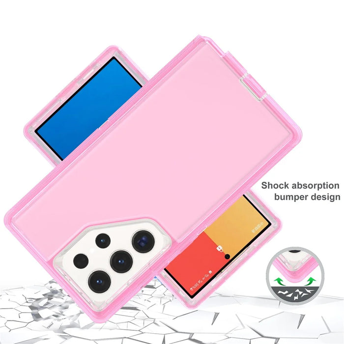 For Samsung Galaxy S24 Ultra Case 3 in 1 Detachable Shockproof TPU + PC Phone Back Cover - Transparent Red - 3