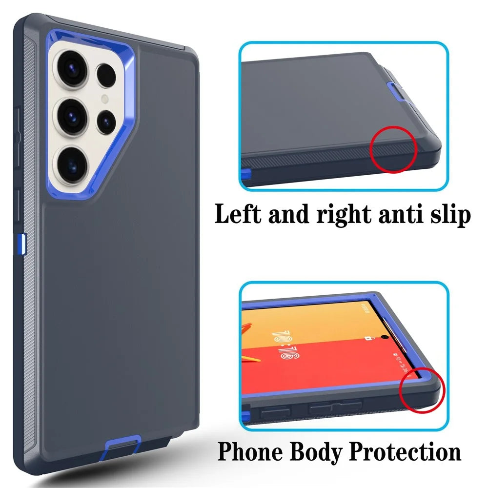 For Samsung Galaxy S25 Ultra Case 3 in 1 Detachable Shockproof Anti Slip TPU + PC Phone Back Cover - Dark Blue  /  Sapphire - 2