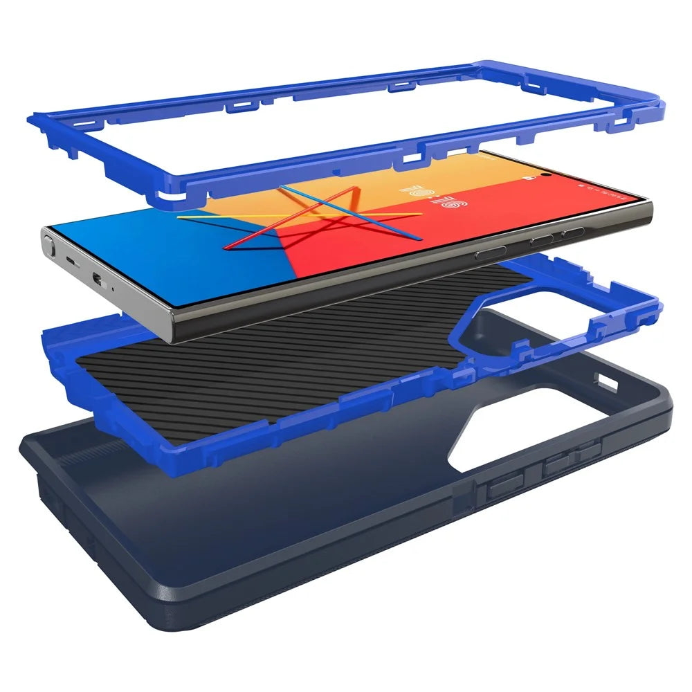 For Samsung Galaxy S25 Ultra Case 3 in 1 Detachable Shockproof Anti Slip TPU + PC Phone Back Cover - Dark Blue  /  Sapphire - 3