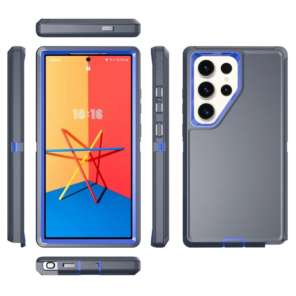For Samsung Galaxy S25 Ultra Case 3 in 1 Detachable Shockproof Anti Slip TPU + PC Phone Back Cover - Dark Blue  /  Sapphire - 4