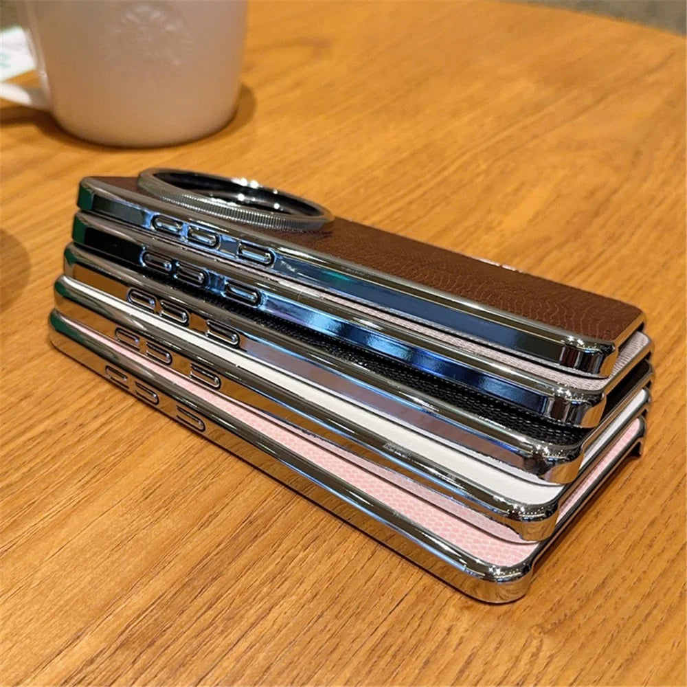 For vivo X200 Pro 5G Case Lizard Textured PU + PC Phone Back Cover Electroplating - White - 2