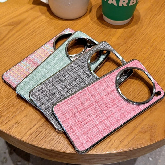 For vivo X200 Pro 5G Case Electroplating Silver Edge Woven Texture PU Leather + PC Phone Cover - Colorful - 2